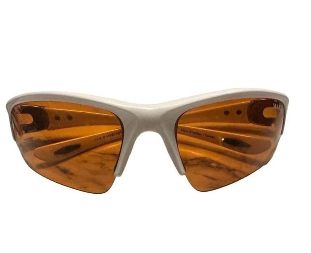 Maxx Shadow White Wrap-Around Sunglasses with Orange Lenses